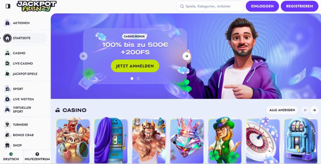 JackpotFrenzy Casino Deutschland Bonus